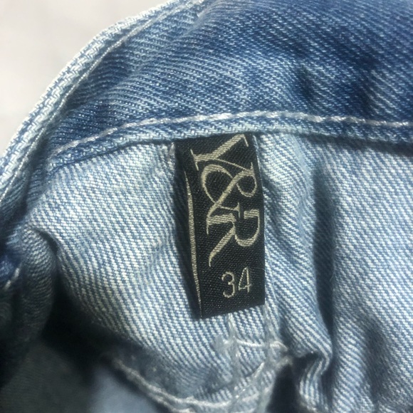 Young & Reckless Los Angeles Denim Jeans Mens 34 Patchwork Light Wash Distressed - Picture 10 of 11